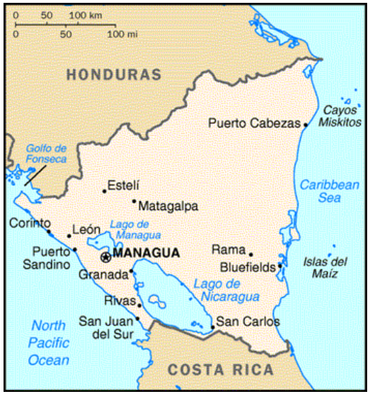 Map Of Nicaragua And Honduras Where Walker Dies 