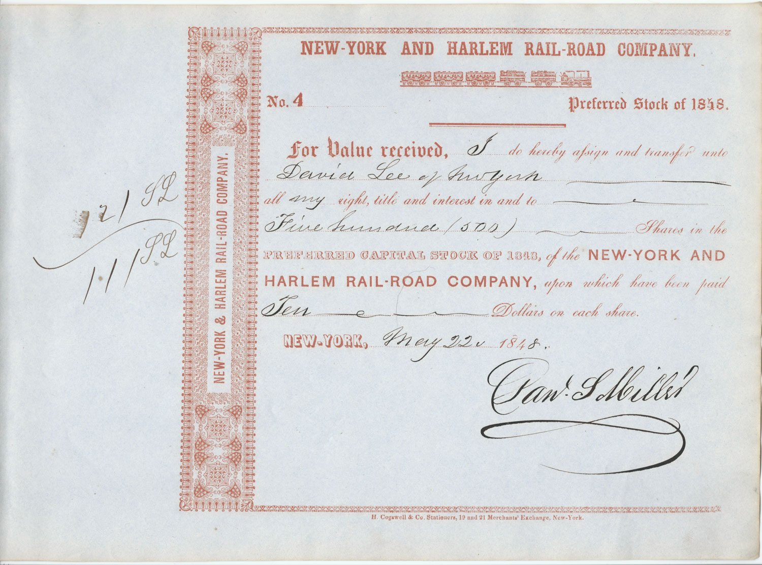 New York and Harlem Rail Road Stock